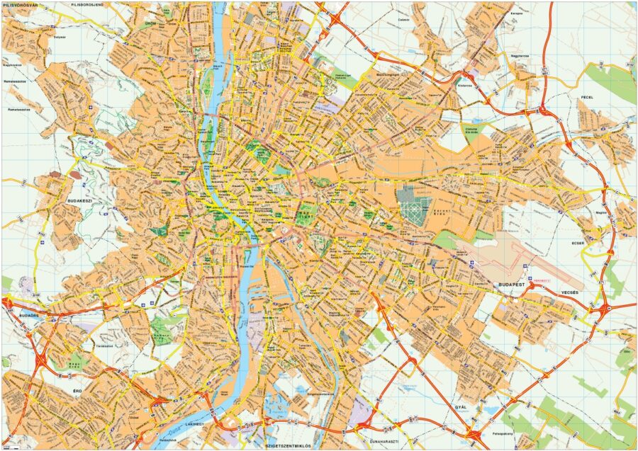 Budapest mapa vectorial EPS Illustrator vector