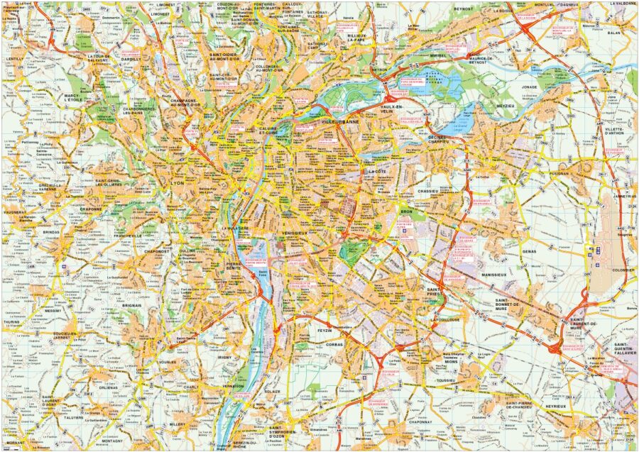 Lyon mapa vectorial EPS Illustrator vector