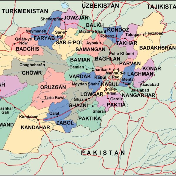 afghanistan mapa politico vectorial digital