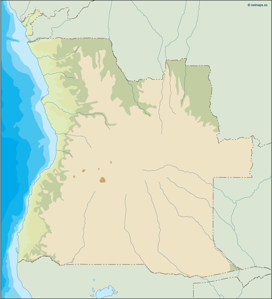 angola illustrator mapa físico digital