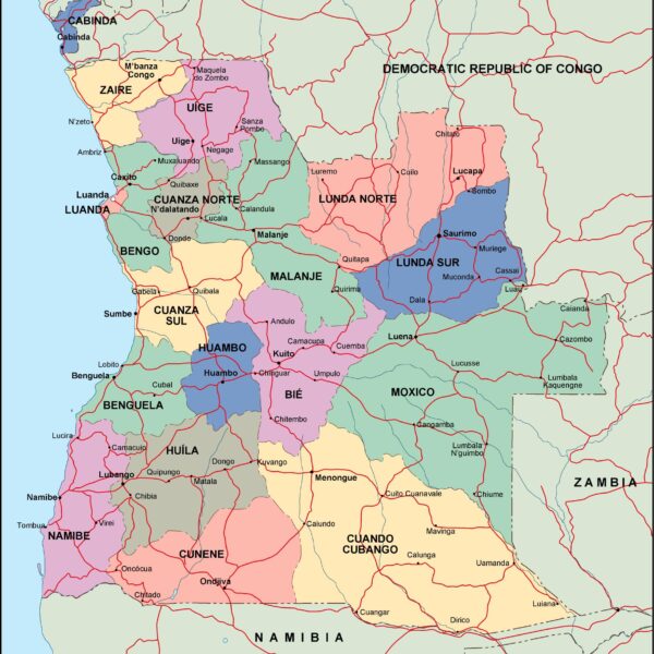 angola mapa politico vectorial digital