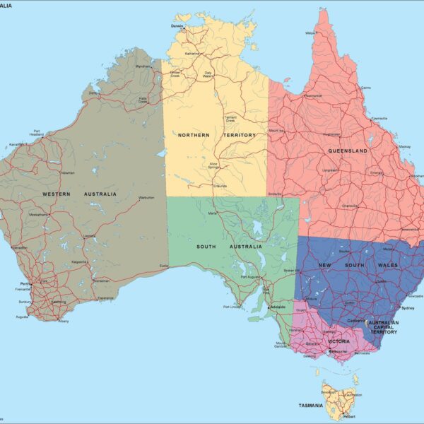 australia mapa politico vectorial digital