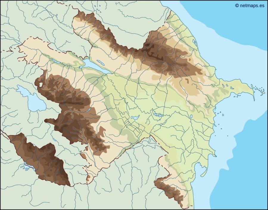 azerbaijan illustrator mapa físico digital