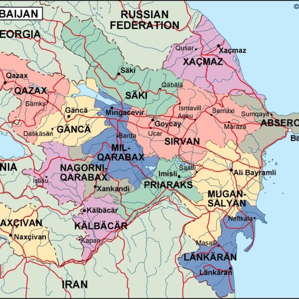 azerbaijan mapa politico vectorial digital