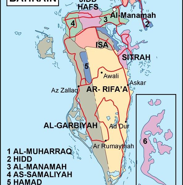 bahrain mapa politico vectorial digital