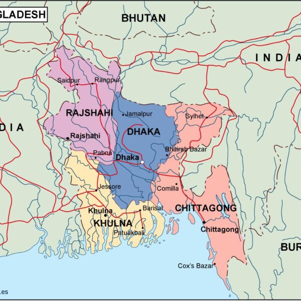 bangladesh mapa politico vectorial digital