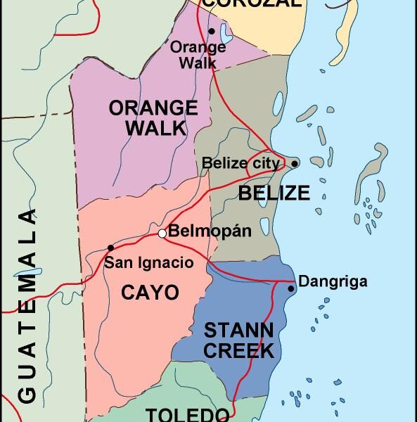 belize mapa politico vectorial digital