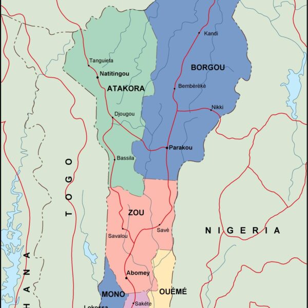 benin mapa politico vectorial digital