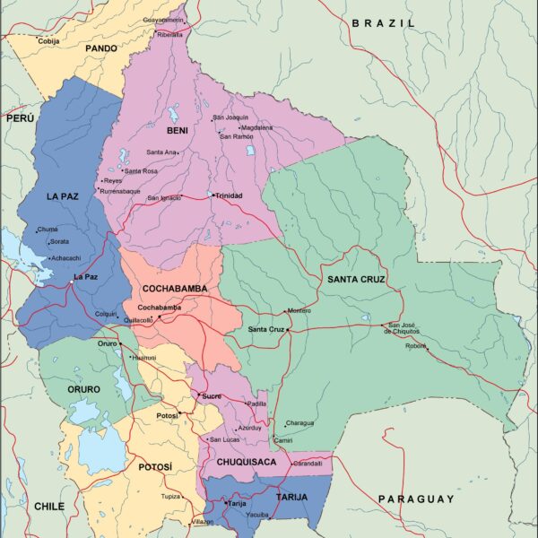 bolivia mapa politico vectorial digital