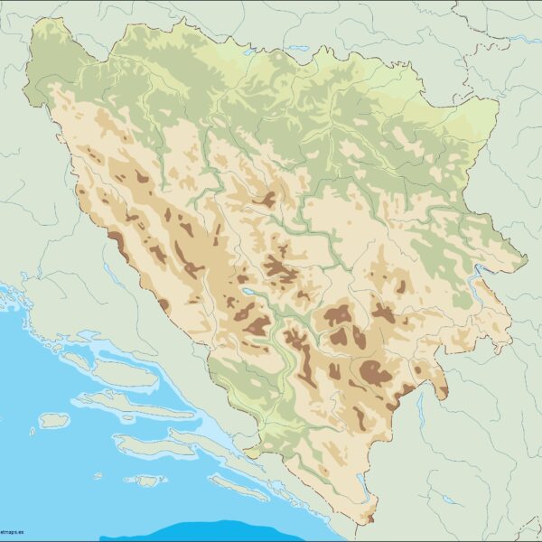 bosnia herzegovina illustrator mapa físico digital