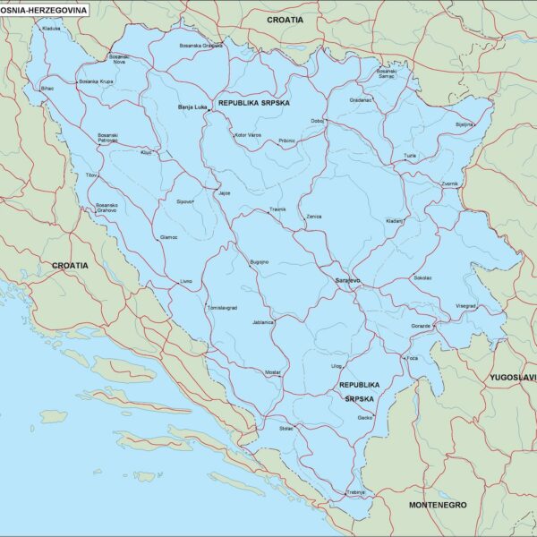 bosnia herzegovina mapa politico vectorial digital