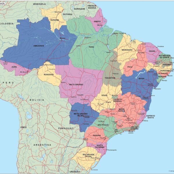 brazil mapa politico vectorial digital
