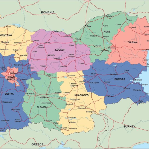 bulgaria mapa politico vectorial digital