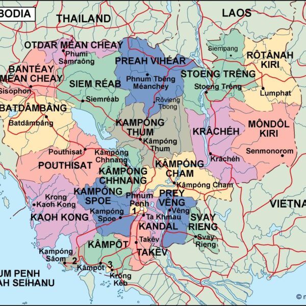 cambodja mapa politico vectorial digital
