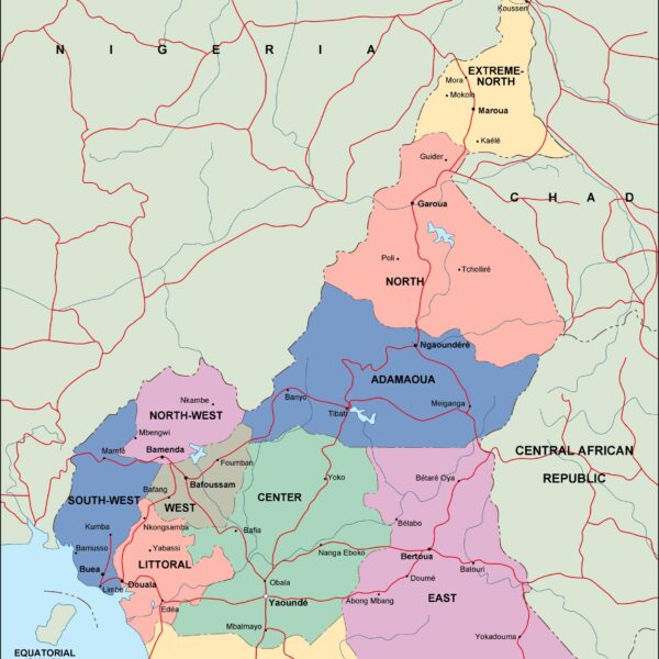 cameroon mapa politico vectorial digital