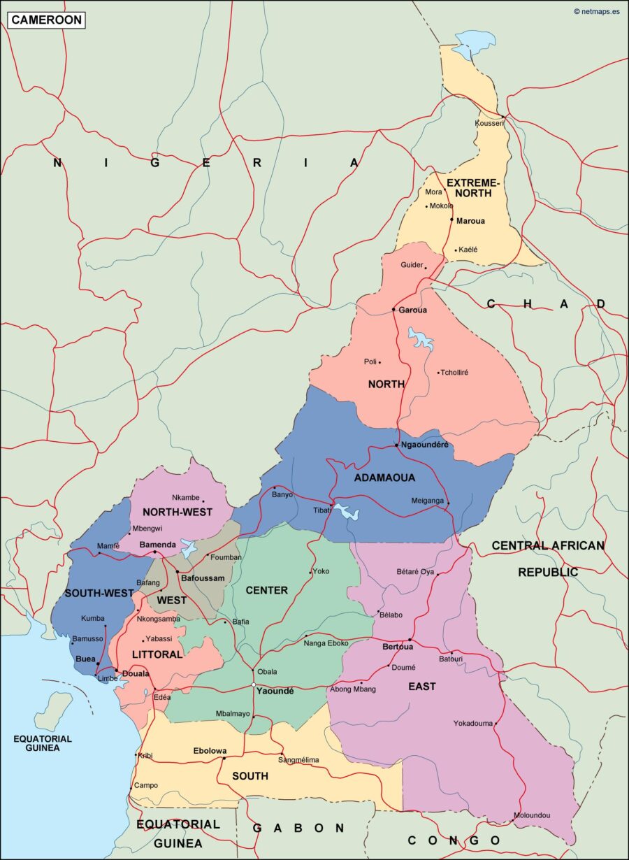 cameroon mapa politico vectorial digital