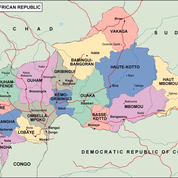 central africa mapa politico vectorial digital