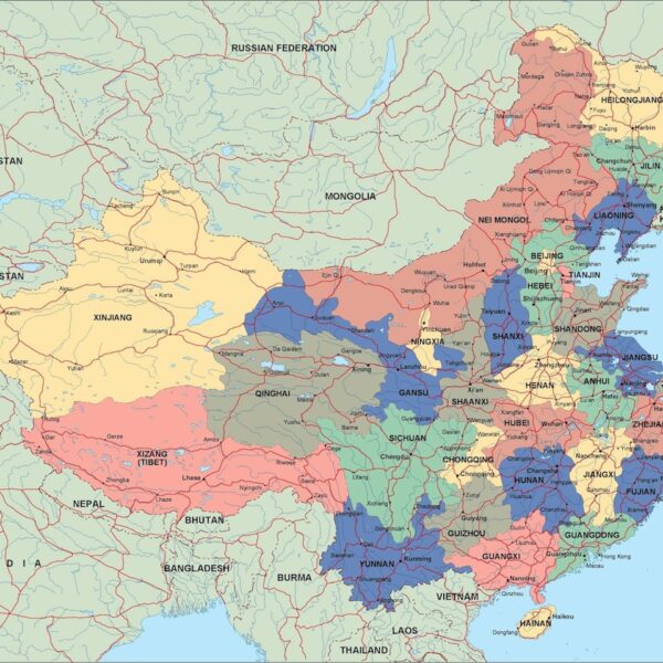 china mapa politico vectorial digital
