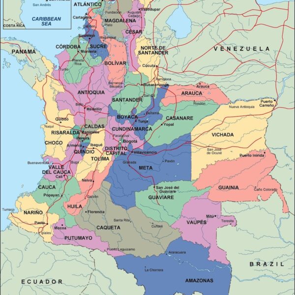 colombia mapa politico vectorial digital