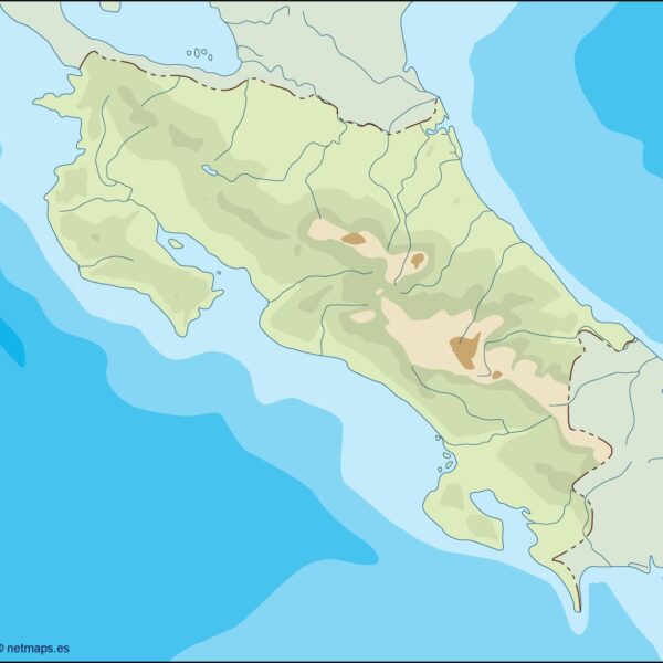 costa rica illustrator mapa físico digital