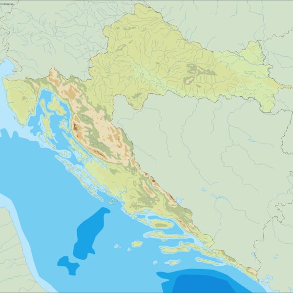 Croacia illustrator mapa físico digital
