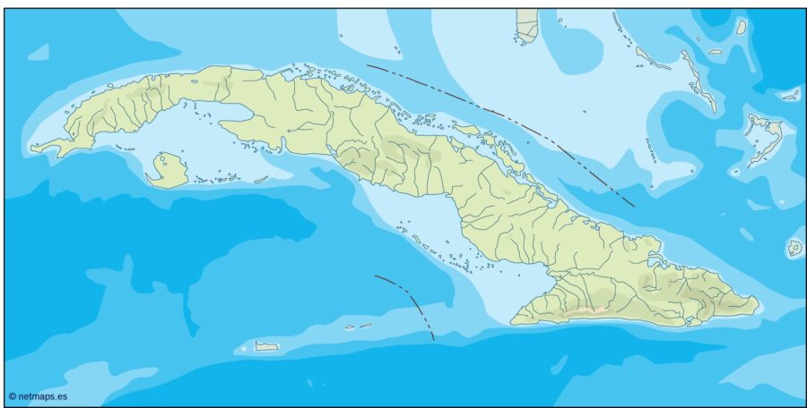 cuba illustrator mapa físico digital