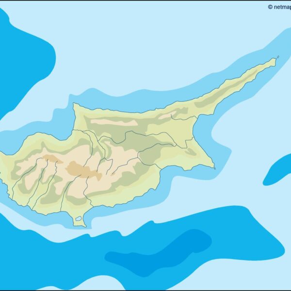 Chipre illustrator mapa físico digital