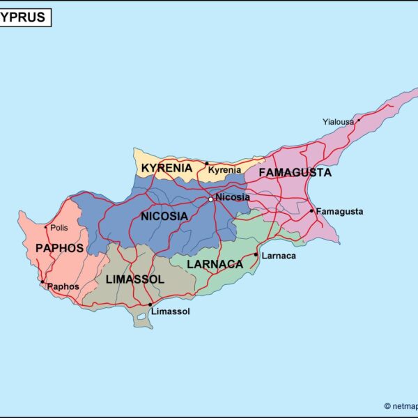 Chipre mapa politico vectorial digital
