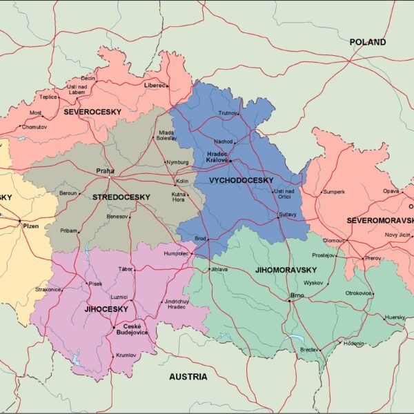 Chequía mapa politico vectorial digital