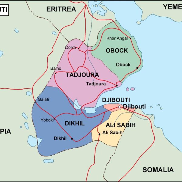 djibouti mapa politico vectorial digital
