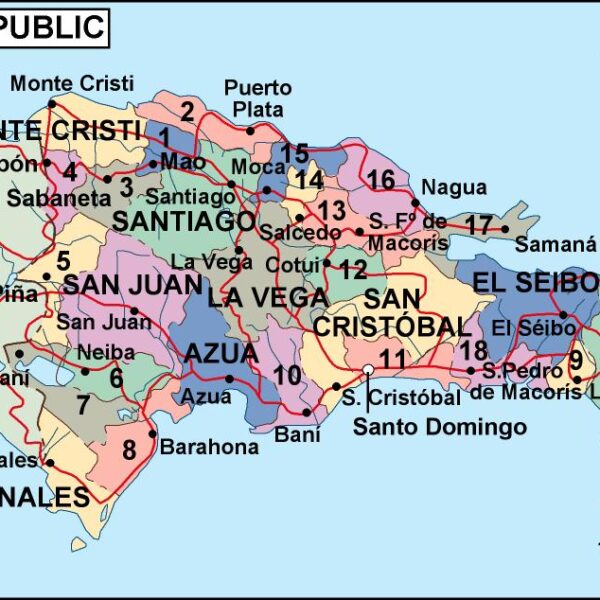dominicana republic mapa politico vectorial digital