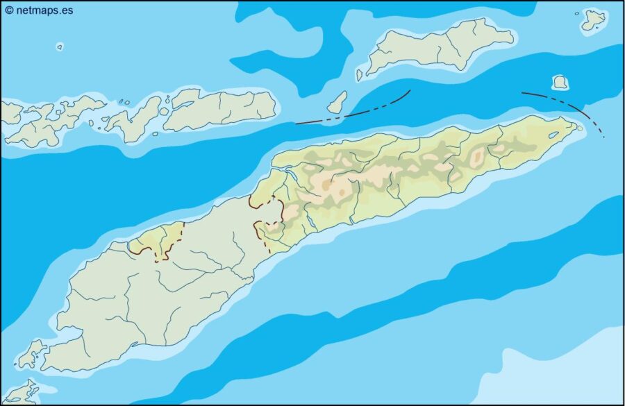 east timor illustrator mapa físico digital