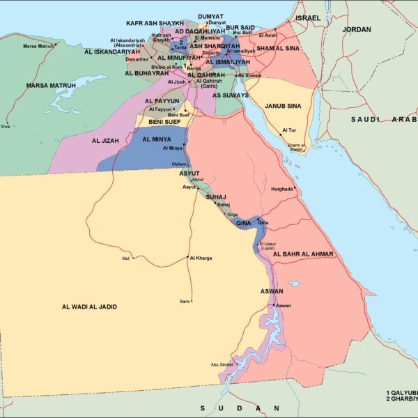 egypt mapa politico vectorial digital