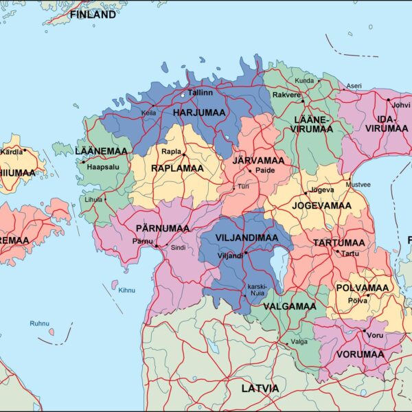 estonia mapa politico vectorial digital