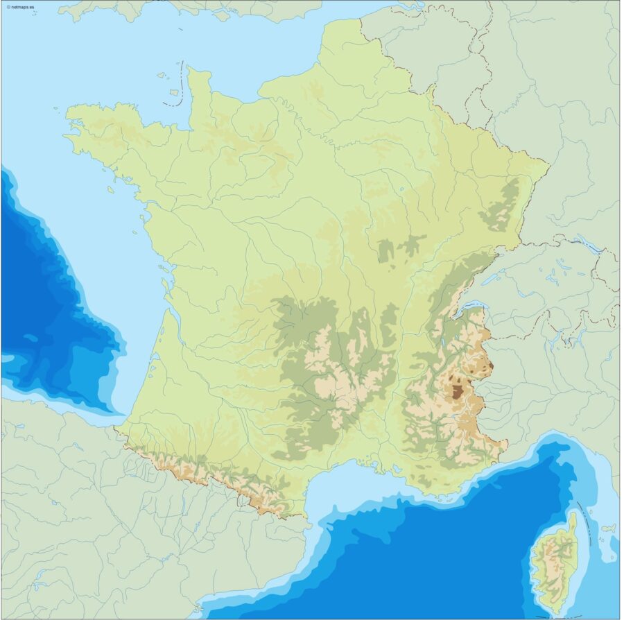 Francia illustrator mapa físico digital