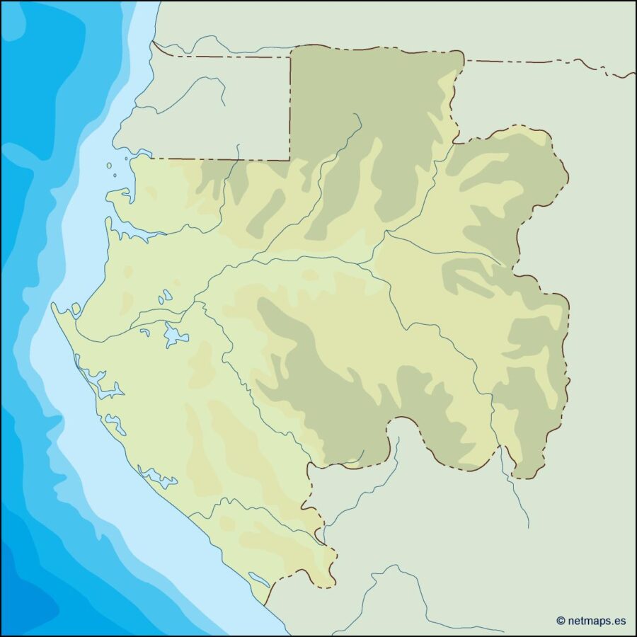 gabon illustrator mapa físico digital
