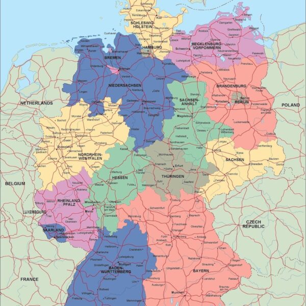 Alemania mapa politico vectorial digital