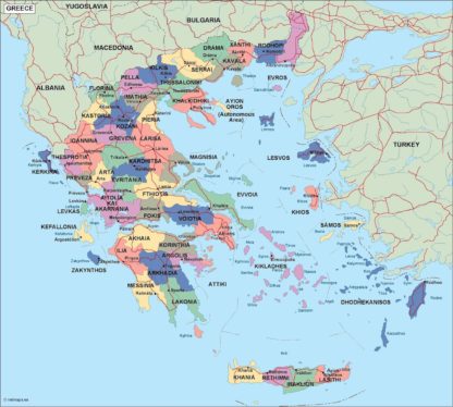 Grecia mapa politico vectorial digital