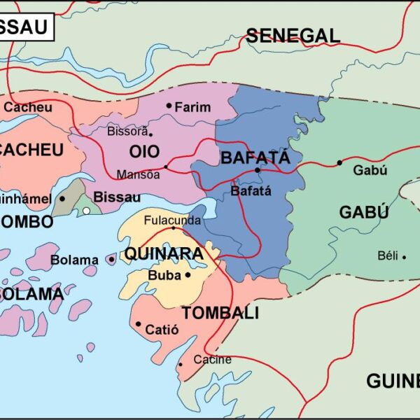 guinea bissau mapa politico vectorial digital