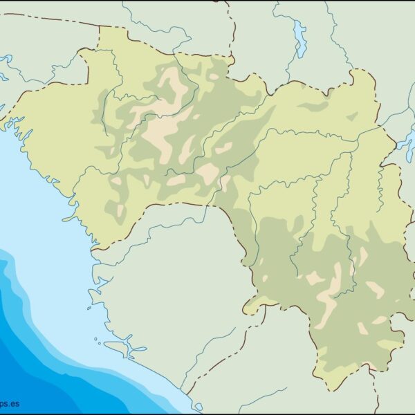 guinea illustrator mapa físico digital