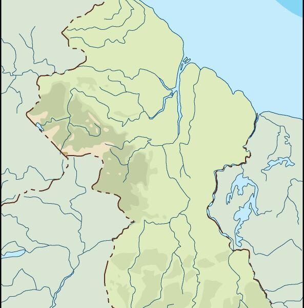 guyana illustrator mapa físico digital