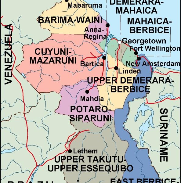 guyana mapa politico vectorial digital