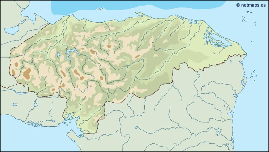 honduras illustrator mapa físico digital