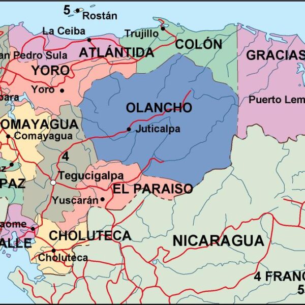 honduras mapa politico vectorial digital