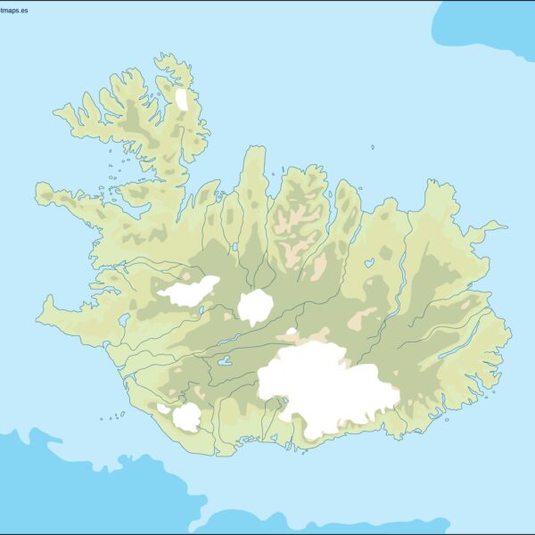 Islandia illustrator mapa físico digital
