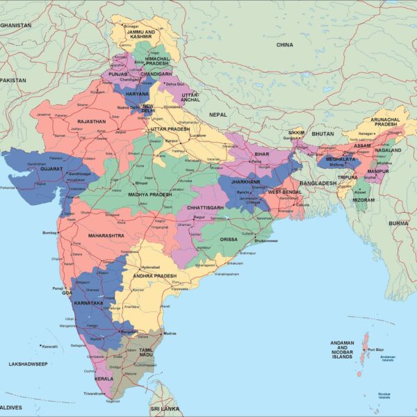 india mapa politico vectorial digital