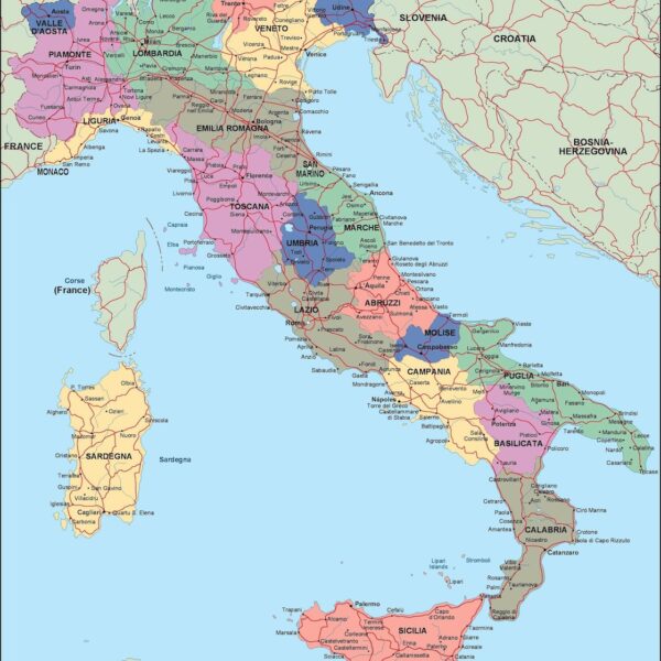 Italia mapa politico vectorial digital