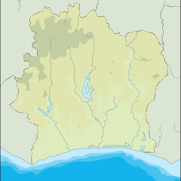 ivory coast illustrator mapa físico digital