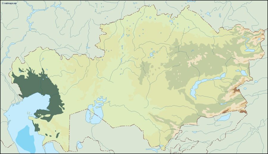 kazajstan illustrator mapa físico digital