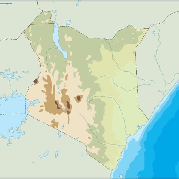 kenya illustrator mapa físico digital